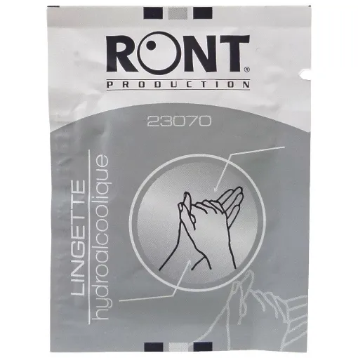 Picture of Hydroalcoholic disinfectant towelette x100 - individual sachet packets - Ront