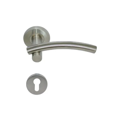 Picture of Handles Model Leognan With Round Cylinder Roses - Stainless Steel 304 Brushed Matt X2 - Eurowale