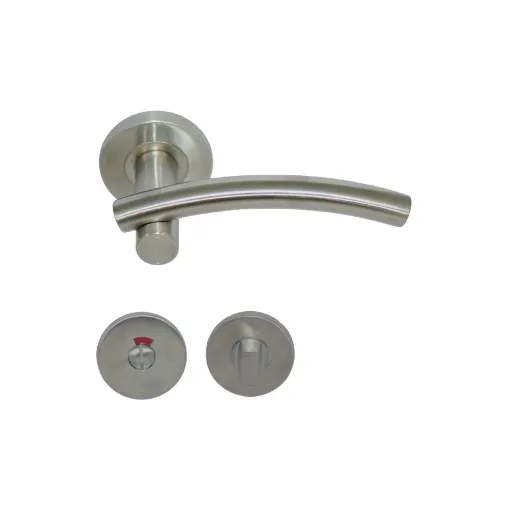 Picture of Handles Model Leognan with round locking Rosettes with sight glass - Stainless Steel 304 Brushed Matt - Eurowale