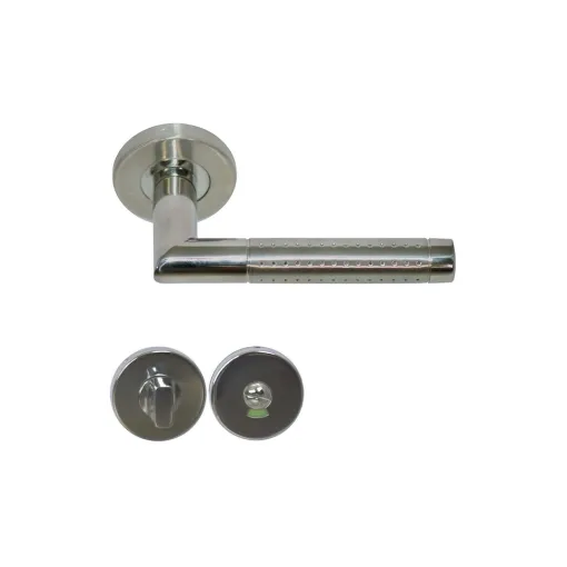 Picture of Handles Model Barsac With Locking Rosettes With Sight Glass - Stainless Steel 304 Bicolour Matt Gloss - Eurowale