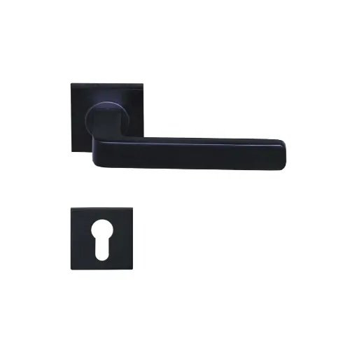 Picture of Door Handles Soho Model With Square Cylinder Roses - Black Anodized Aluminum X2 - Eurowale