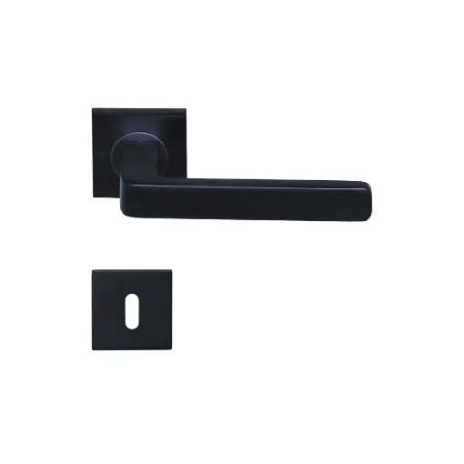 Picture of Door Handles Soho Model With Square Keyed Roses - Black Anodized Aluminum X2 - Eurowale