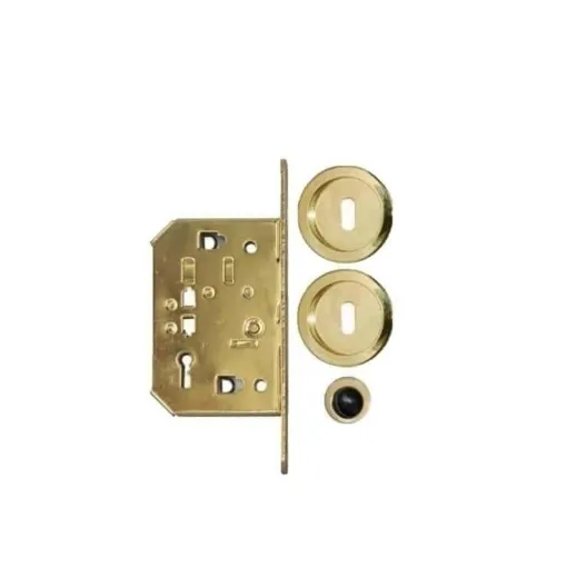 Picture of Kit for roller shutter door - round handles - brass - Eurowale