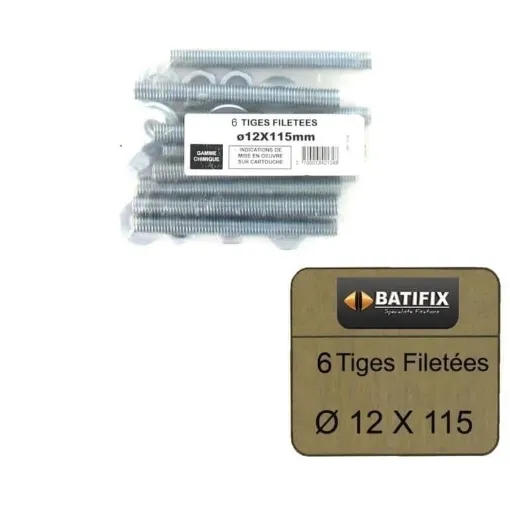 Picture of M12 threaded rods pack of 6 - M12x115mm - Batifix