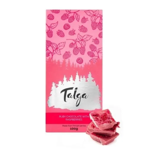 Picture of Taiga Chocolate ruby chocolate with raspberries 100 g