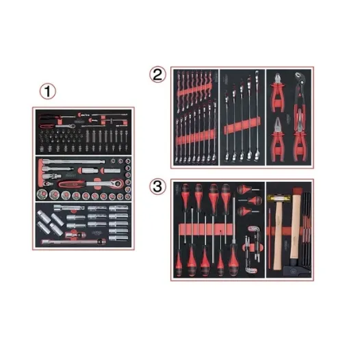 Picture of Tool composition - for trolley - 3 drawers - 158 pcs - 714.0158 - Ks tools