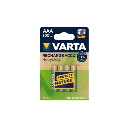 Picture of LR03 AAA rechargeable 800mAh recycled 4 pack - Varta