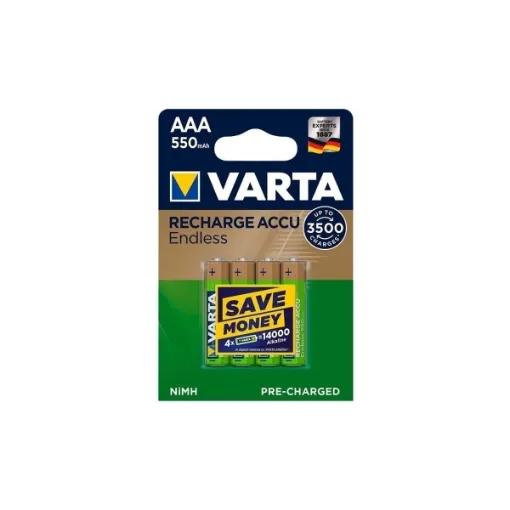 Picture of LR03 AAA rechargeable recycled 550mAh batteries 4 pack - Varta