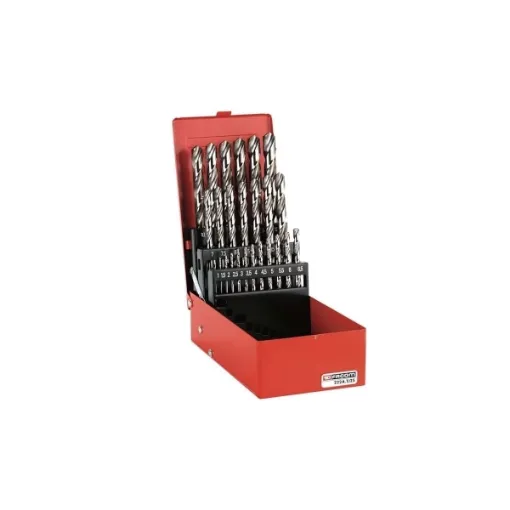 Picture of Steel cutting drill bits set - 1 to 10mm - 19 pcs - 222A.TJ19 - Facom