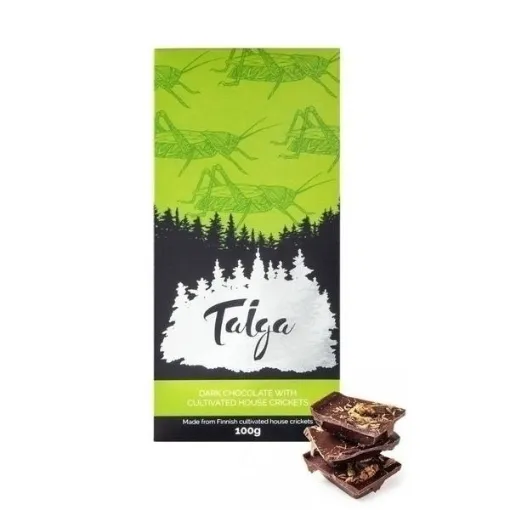 Picture of Taiga Chocolate dark chocolate with dried house crickets 100 g