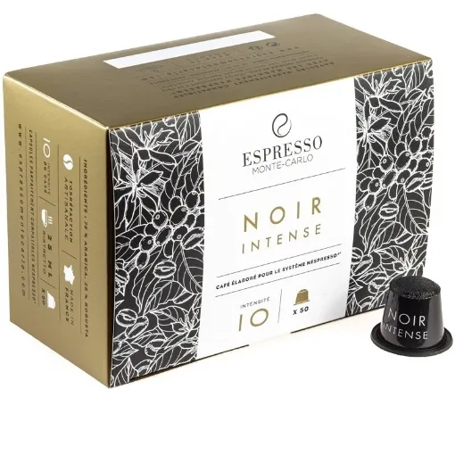 Picture of x 50 Noir intense Compatible Nespresso® coffee Capsules, notes of ginger, black pepper, combined with touches of cedar