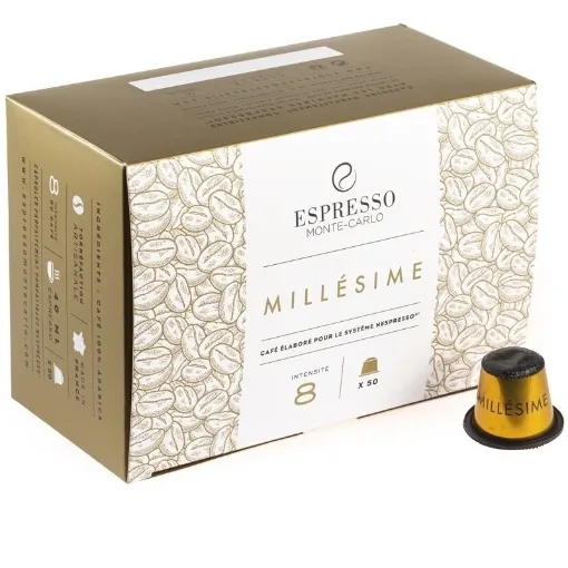 Picture of x 50 Millesime Compatible Nespresso® coffee Capsules, softened by gourmet notes of almonds, chocolate and caramel.