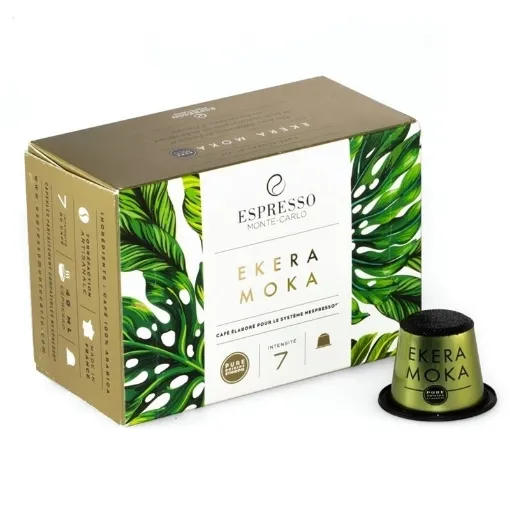 Picture of x 50 Ekera Moka Compatible Nespresso® coffee Capsules, subtly composed around notes of Jasmine, punctuated by touches of red fruits and passion fruits