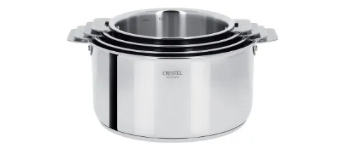 Picture of Saucepan 18 cm, mirror finish 18/10 stainless with removable handle - mutine collection - Cristel - 180 - 18/10 stainless steel