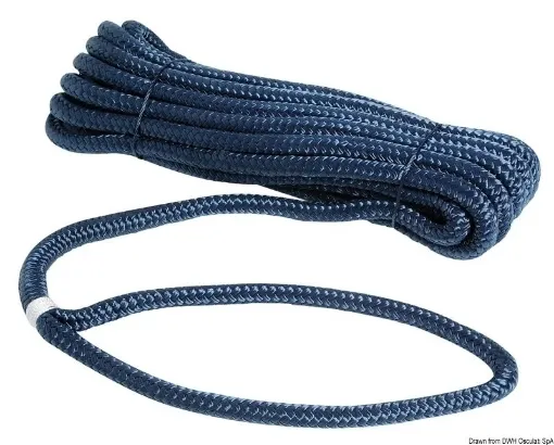 Picture of Polyester mooring line 14mm x 9m in blue - high - strength eye - spliced braided