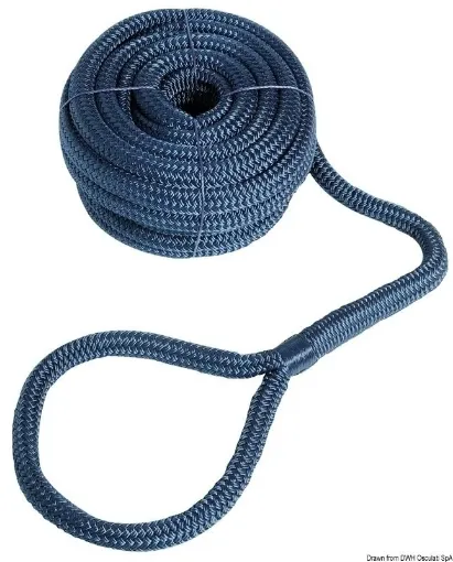 Picture of Polyester mooring line 24mm x 15m in blue - high - strength eye - spliced braided