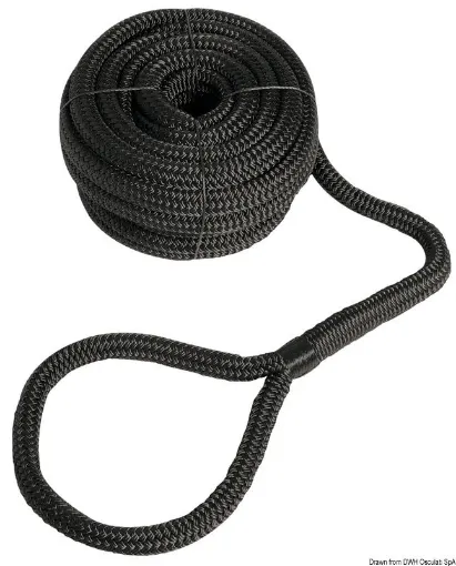 Picture of Polyester mooring line 24mm x 15m in black - high - strength eye - spliced braided