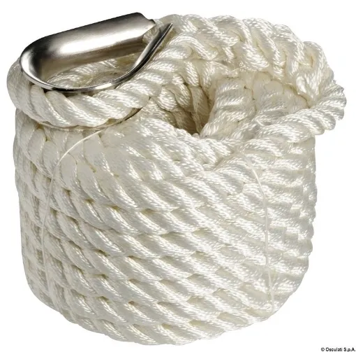 Picture of Polyester mooring line 10mm x 6m in white - high - strength spliced