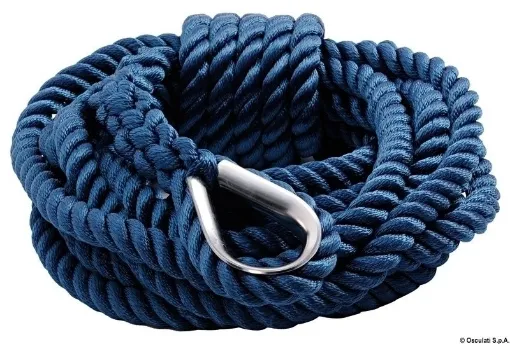 Picture of Polyester mooring line 12mm x 9m in blue - high - strength spliced braided