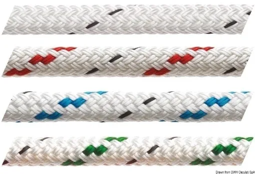 Picture of Rope 14mm x 100m in white with blue fleck by Marlow - double braid polyester