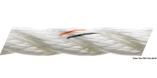 Picture of Rope 8mm x 200m in white by marlow - 3 - Strand polyester Pre - Stretched