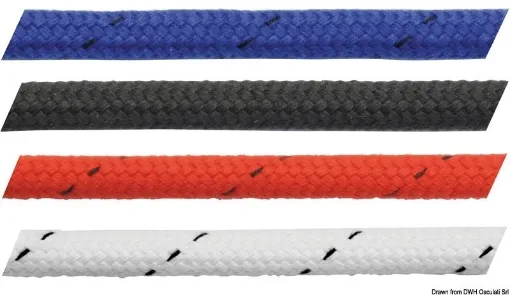 Picture of Rope 4mm x 200m in black mattbraid by marlow - 12 - strand poly core with soft 24 - plait poly cover