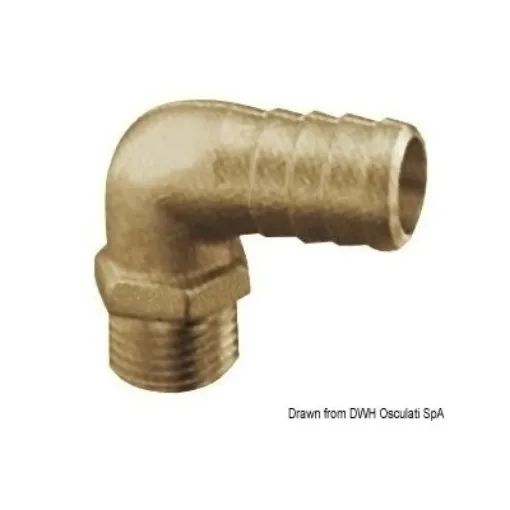 Picture of 1/4" to 8mm Hose adaptor, 90° male - brass