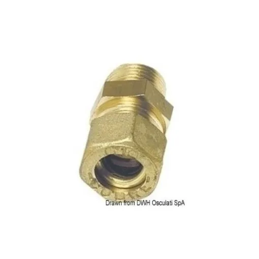 Picture of 1/4" to 8mm Compression straight male joint with olive - Brass