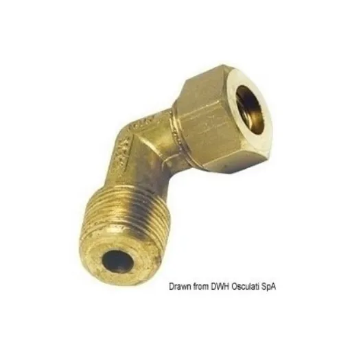 Picture of 1/4" to 10mm Compression 90° male joint with olive - Brass