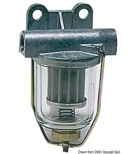 Picture of Fuel filter 12 micron with clear glass tray - paper filtering cartdrige