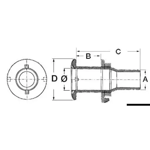 Picture of 25mm x 1” Skin fittings with hose adaptor