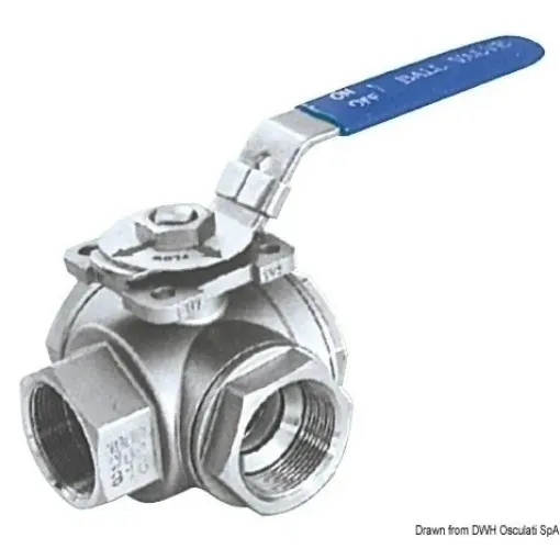 Picture of 3/8” female 3 - way ball valve - 316 Stainless steel