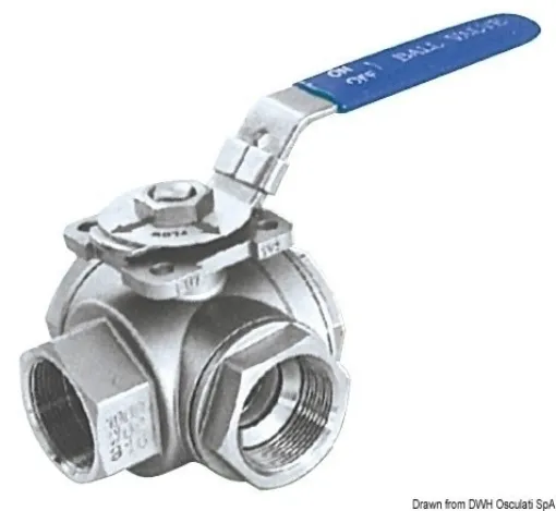 Picture of 1/2" female 3 - way ball valve - 316 Stainless steel