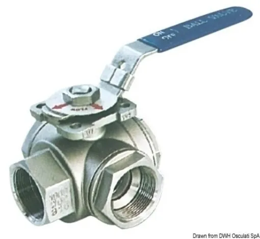 Picture of 1 1/4" female 3 - way ball valve - 316 Stainless steel