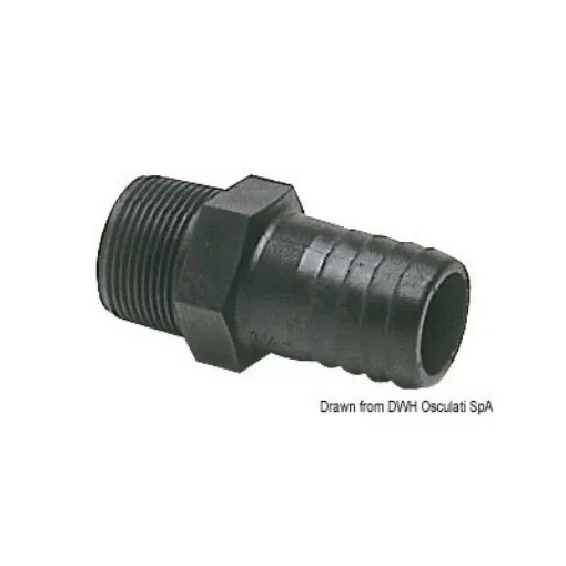 Picture of 1/2" to 18mm Hose adaptor - black polycarbonate