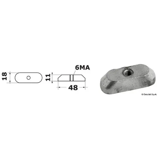 Picture of Plate anode for 6/15 HP 4 strokes with M6 thread - 41811 - 98500 - Suzuki