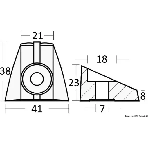 Picture of Anode plate for 4/6 HP engines - 55.320 - 98.600 - OMC / Johnson / Evinrude