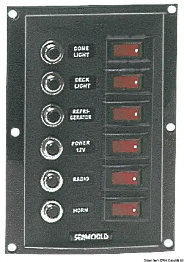 Picture of Vertical control panel 6 switches 6 fuses