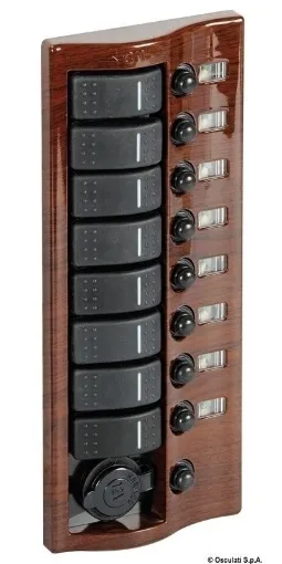 Picture of Control panel 9 flush rocker switches mahogany