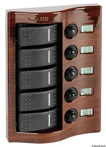 Picture of Control panel 5 flush rocker switches mahogany