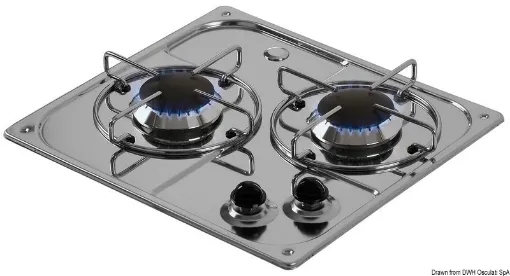 Picture of Stainless steel flush mount hob unit - Gas - Stainless steel - 2 - 1750 x2 - 350x320 - 80 - 30