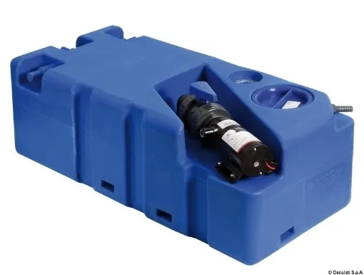 Picture of Black water tank with horizontal macerator and hose connector inlets 70L