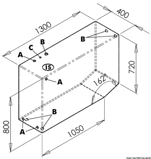 Picture of Tank for drinkable water for starboard side 390L - 400 - 1300 - 5 - 390 - 800