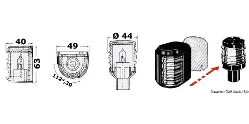 Picture of Navigation light black white bow - utility 88