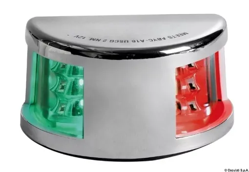 Picture of Deck navigation light bicolor stainless steel body - mouse - 112.5° & 112.5° bicolor - Green/red - Chrome - 1.1 - 12V