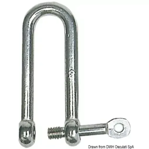 Picture of Long shackle with captive pin AISI 316 8 mm - 8 - 16 - Stainless steel - 64 - 16 - 10