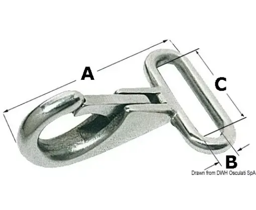 Picture of Snap - hooks with flat eye to fit belts, made of stainless steel