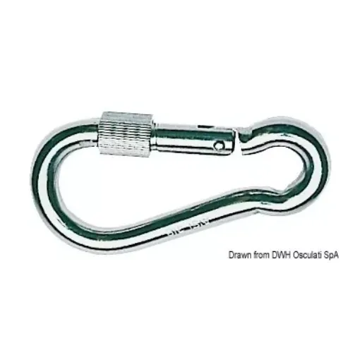 Picture of Carabiner hook AISI 316 with ring 60 mm