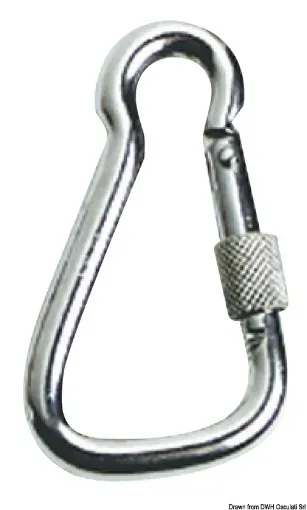 Picture of Carabiner hook AISI 316 large withsafety tread 23 mm