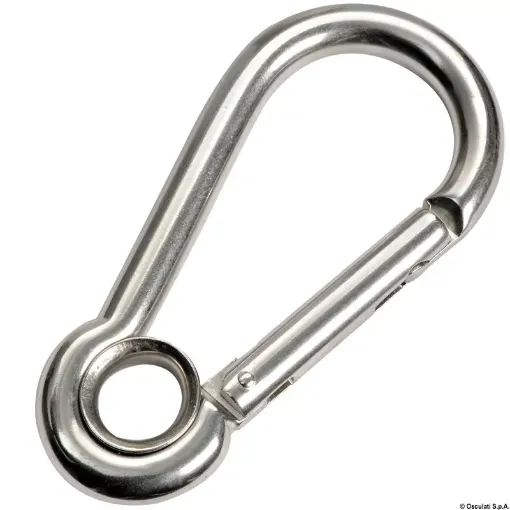 Picture of Carabiner hook flush closure with eye AISI 316 8 mm